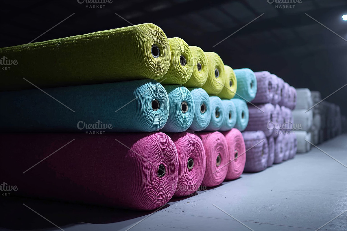 Vibrant display of rolled Outlast fabric in various colors, including ...
