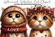 Whimsical Valentine Cat Clipart, an Illustration by Black Bird Studio (Thumbnail 1 of 6)
