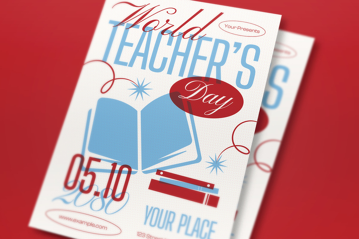 Blue World Teacher's Day Flyer Set, a Flyer Template by graphicook (Photo 2 of 3)