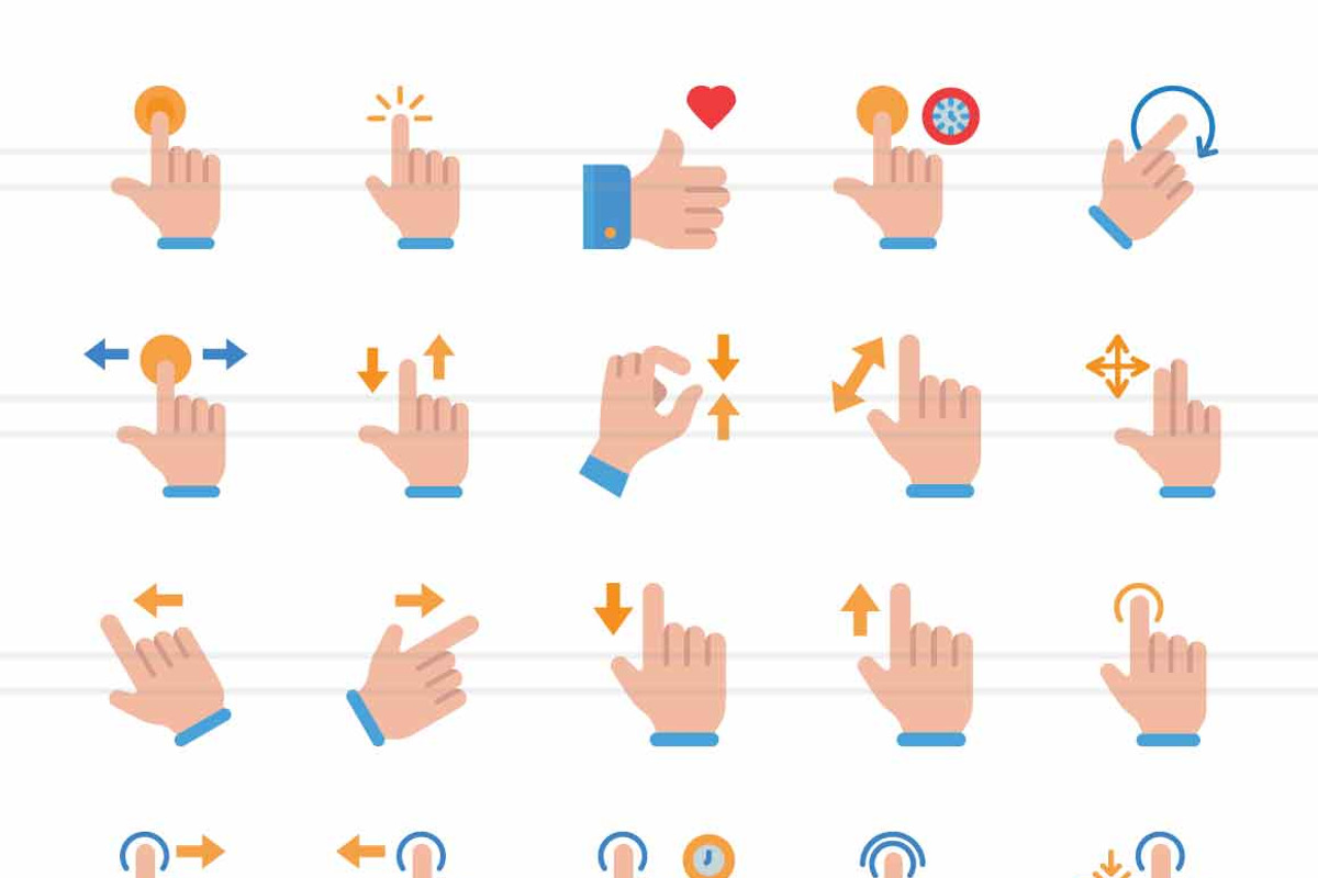 50 Touch Gestures Flat Multicolor, an Icon by IconBunny (Photo 2 of 2)