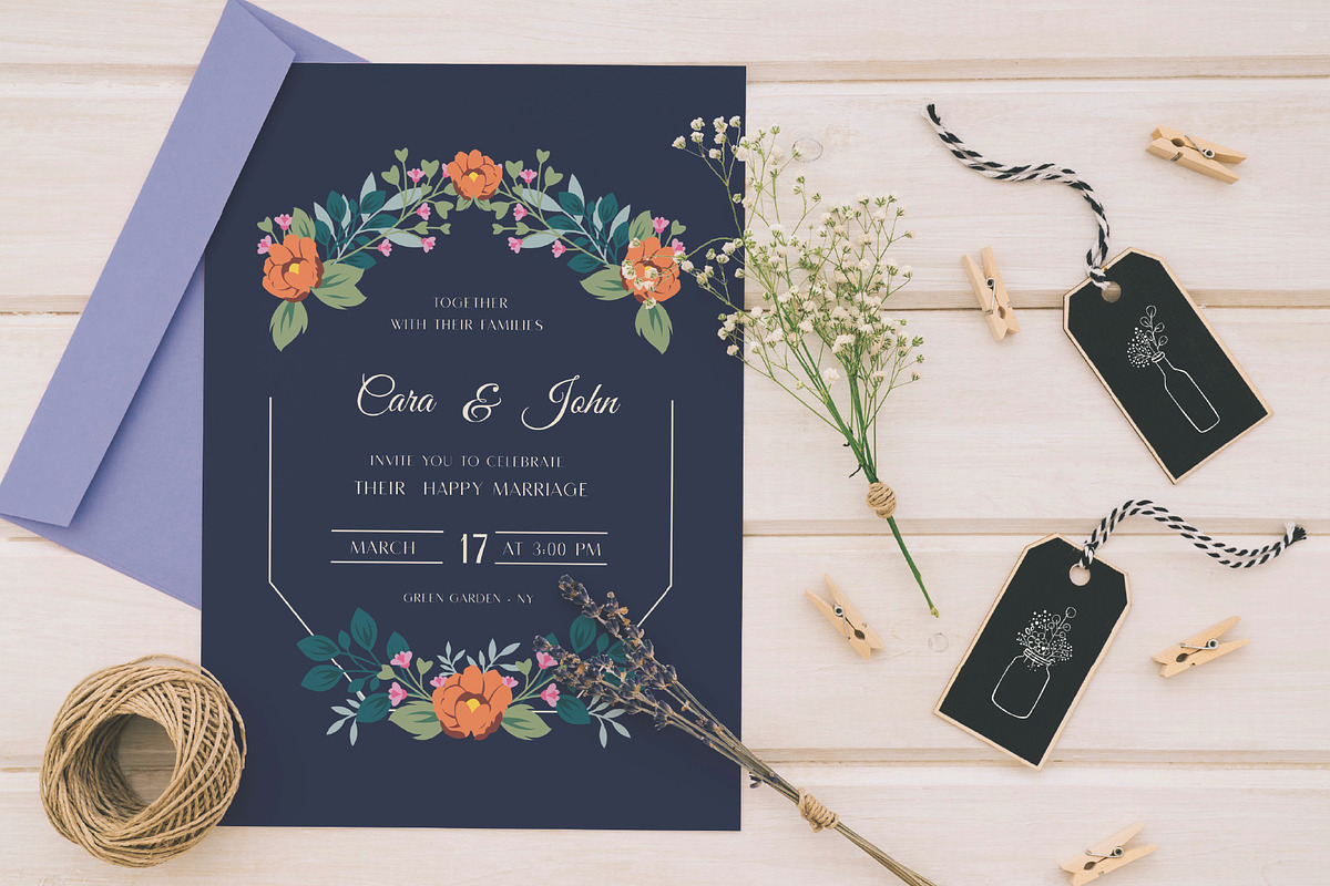 Flowers wedding invitation card sale, an Invitation Template by Workhu (Photo 3 of 3)