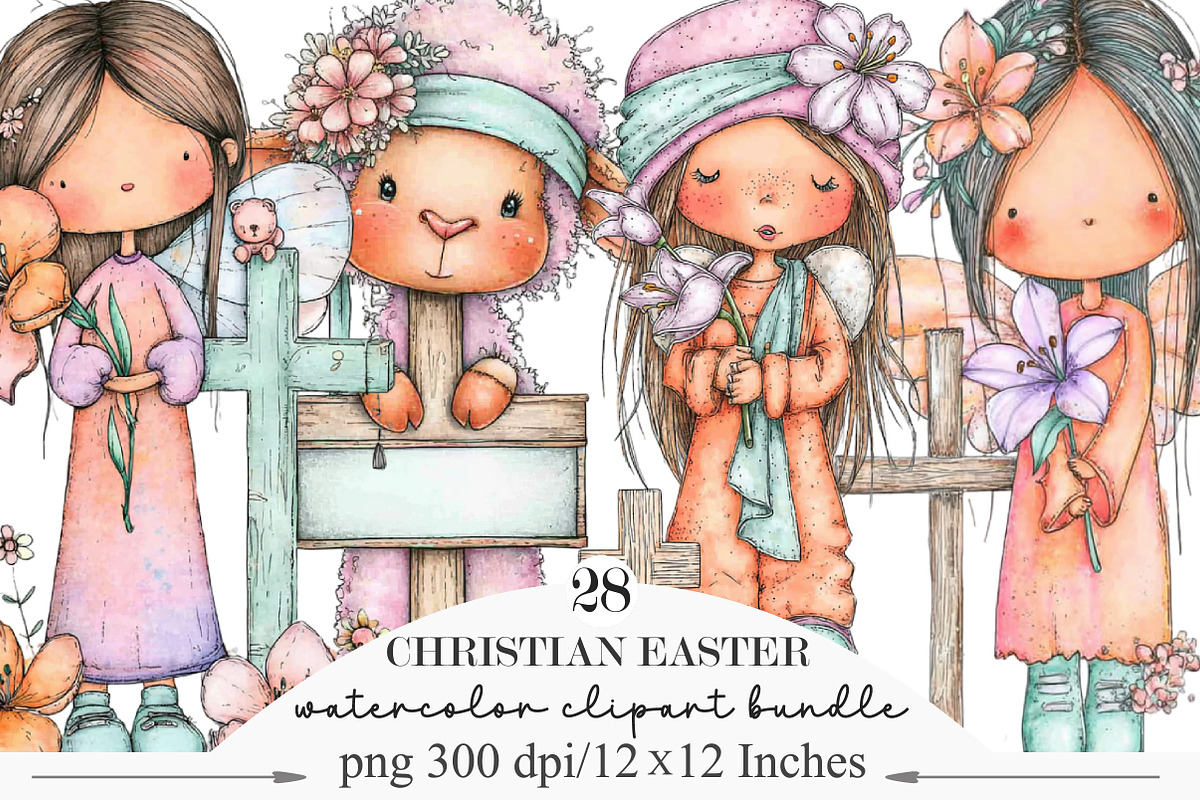 Christian Easter Clipart, an Illustration by Designking (Photo 1 of 4)