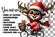 Funny Christmas reindeers clipart, an Animal Illustration by AnetArtStore (Thumbnail 6 of 8)
