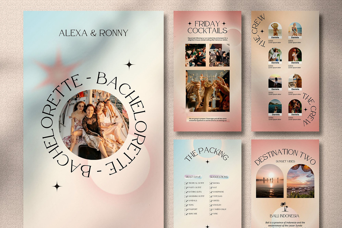 Retro Bachelorette Itinerary Canva, a Presentation Template by SKY CREATION (Photo 7 of 7)