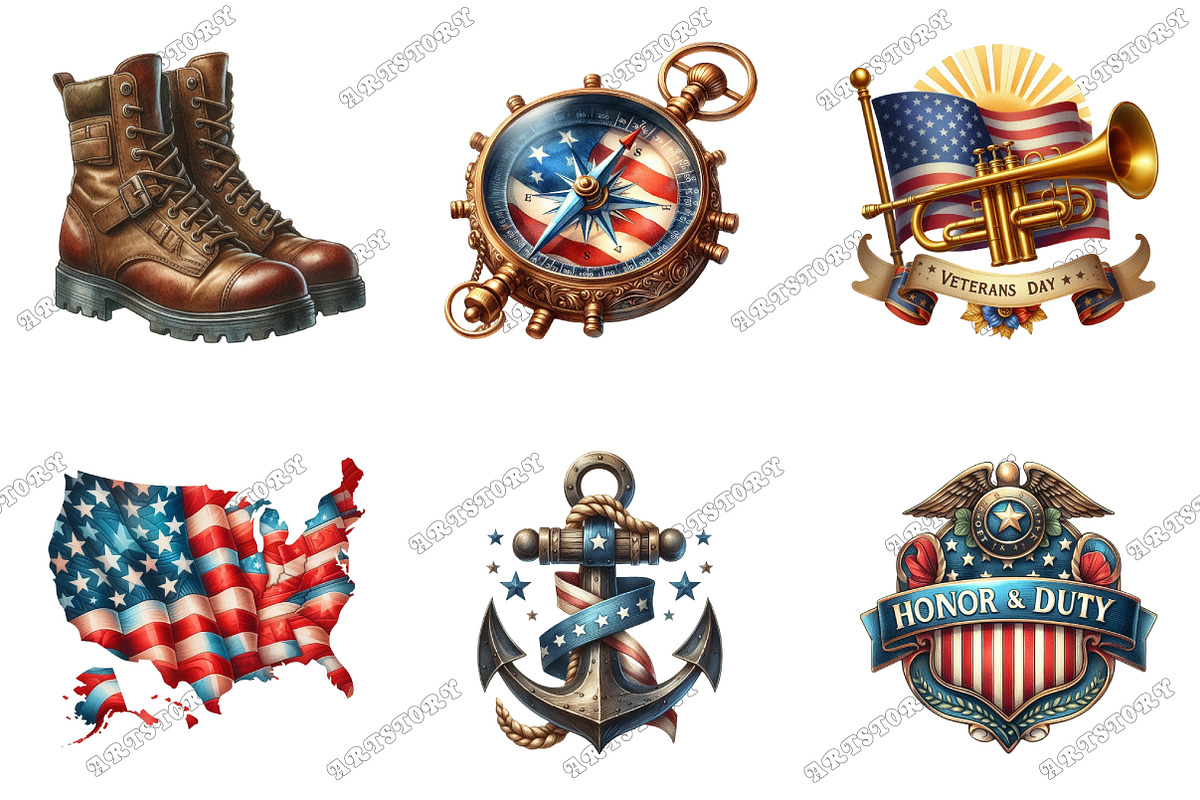 Watercolor Veterans Day Decoration, an Illustration by designcity5 (Photo 3 of 5)
