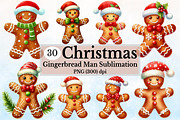 Watercolor Gingerbread Man Clipart, a Seasonal Illustration by Rose Art (Thumbnail 1 of 6)
