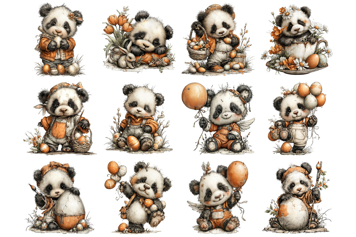 Whimsical Easter Panda Clipart, a Graphic by CitraGraphics (Photo 2 of 5)