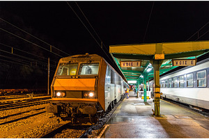 Night train to Nice in Culmont-Chalindrey station, France, a Transportation Photo by Leonid Andronov