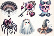 Gothic Coquette Halloween Clipart, an Illustration by DreamCafeArt (Thumbnail 4 of 7)