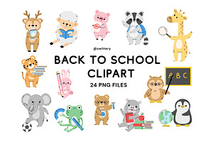 School Animal Clipart - Swiitery, an Animal Illustration by Iconixar & Friends