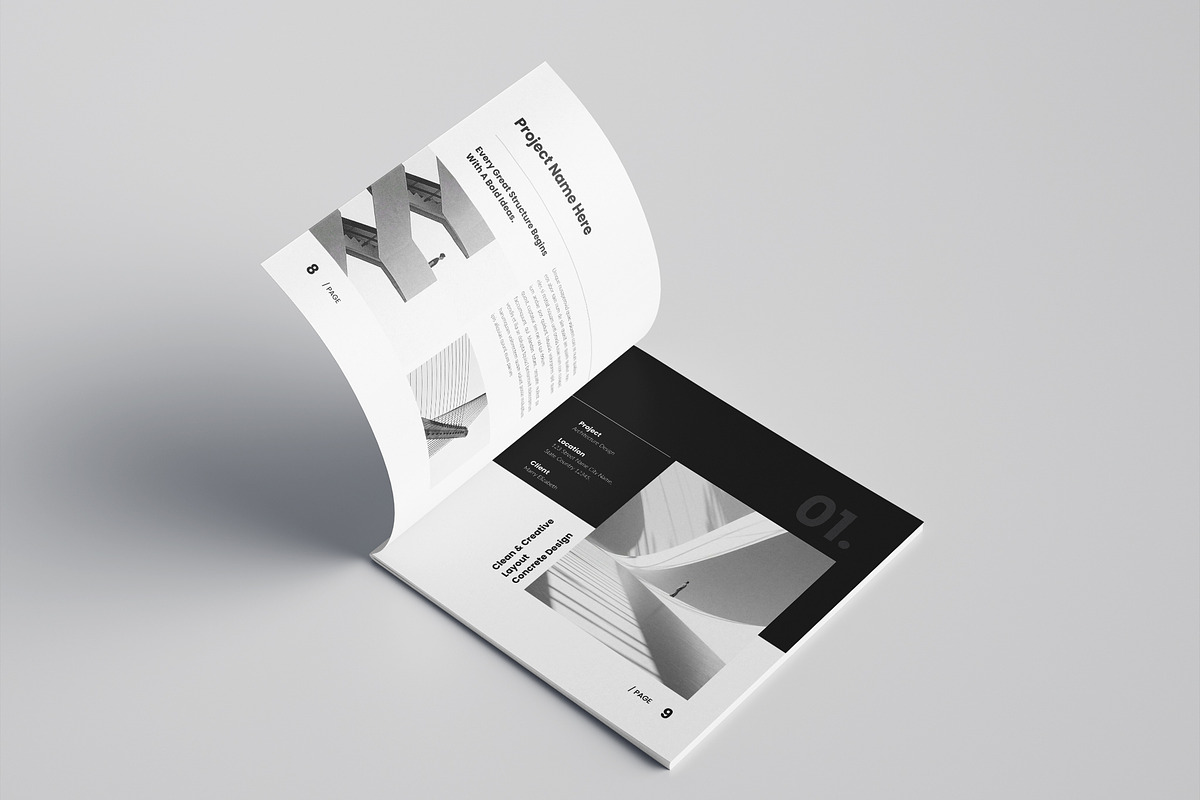 Square Architecture Portfolio Design, a Brochure Template by Spark_Creative (Photo 6 of 14)