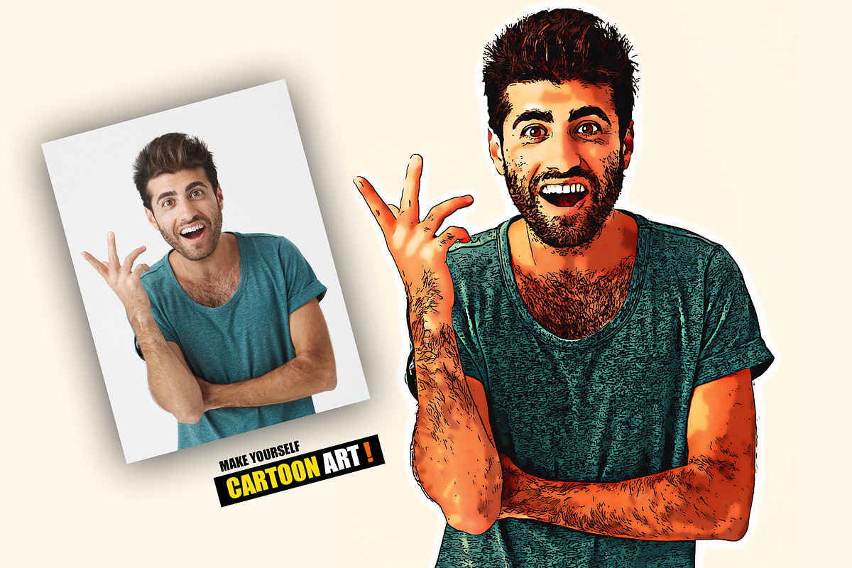Raw Cartoon Maker Photo Effect, an Action Add-On by DesignCave