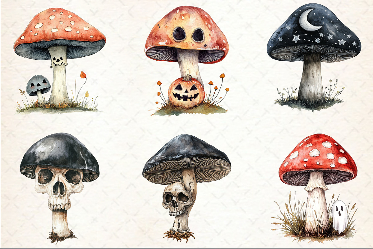 Magic Mushroom Halloween Clipart, a Seasonal Illustration by Rose Art (Photo 3 of 7)