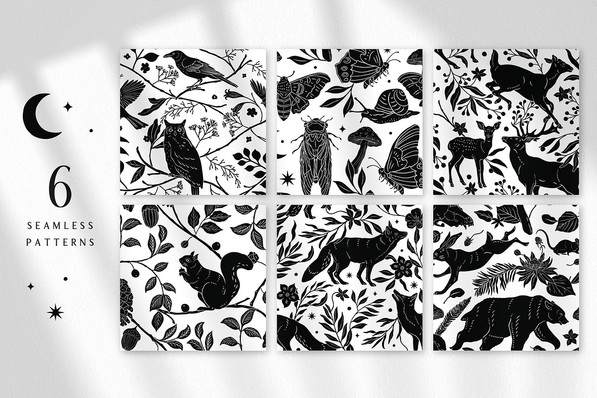 Woodland Shadows Vector Collection, a Decorative Illustration by rouxsupplyco (Photo 2 of 15)