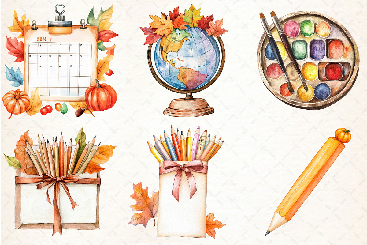 Autumn Back to School Clipart, an Illustration by Libby Wishes (Photo 7 of 7)