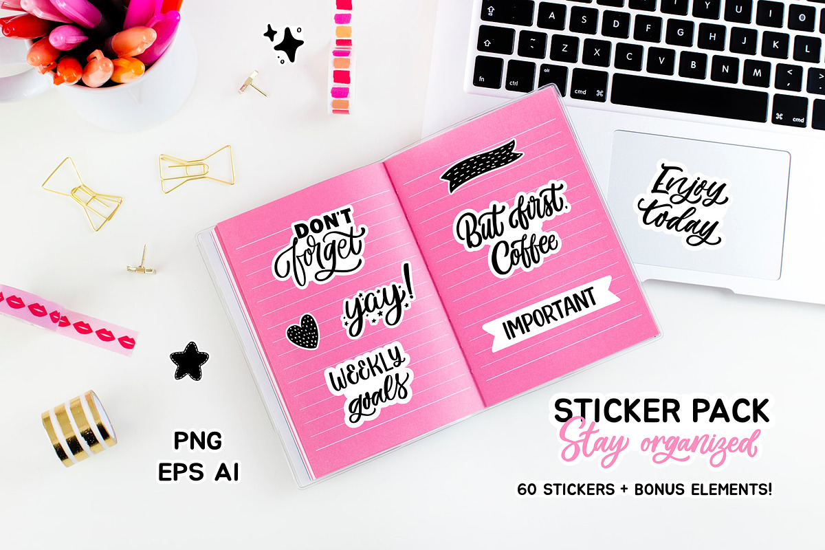 Stay organized - sticker pack, an Illustration by Kamilla.writes.letters (Photo 1 of 5)