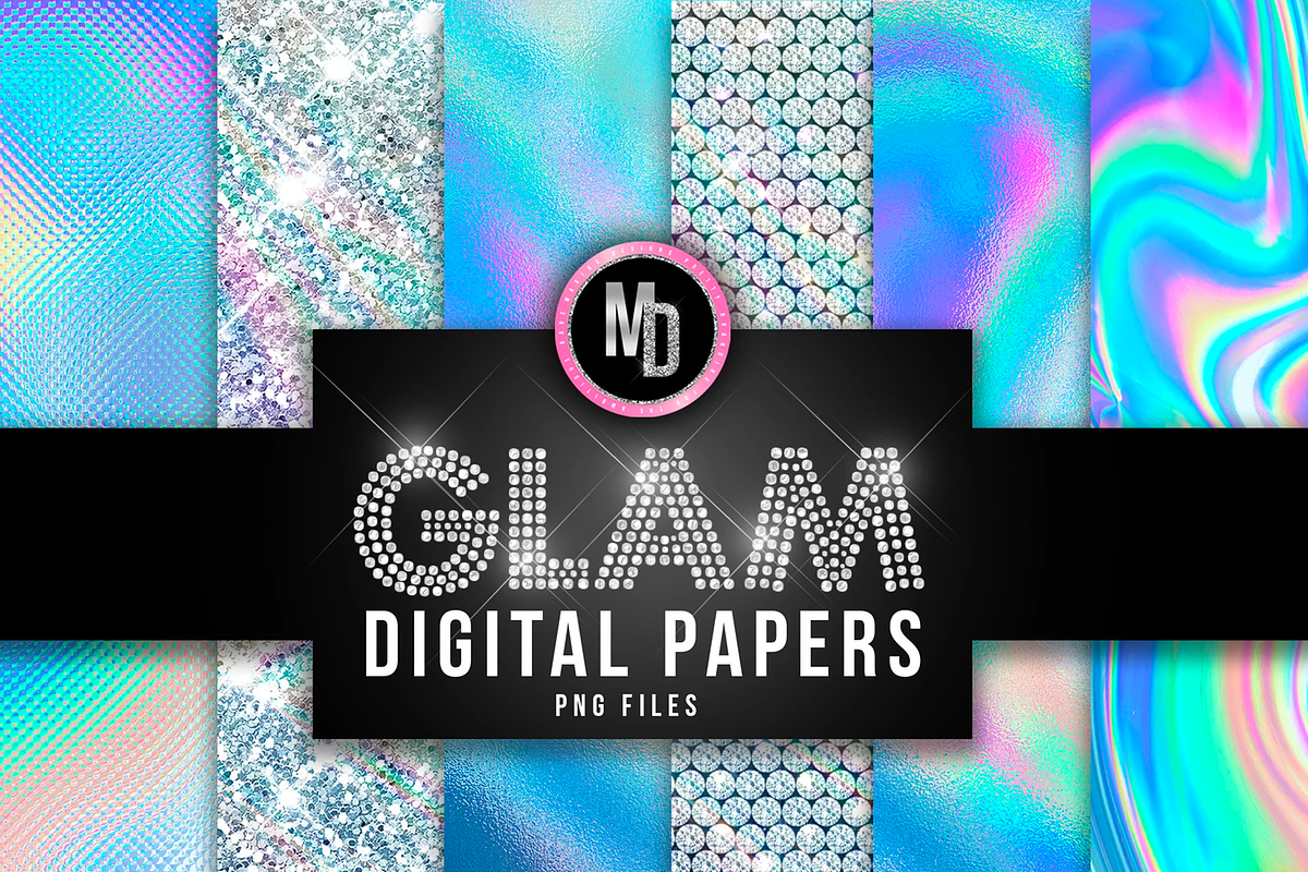 Holographic Digital Papers, a Gradient Add-On by Makina Designs