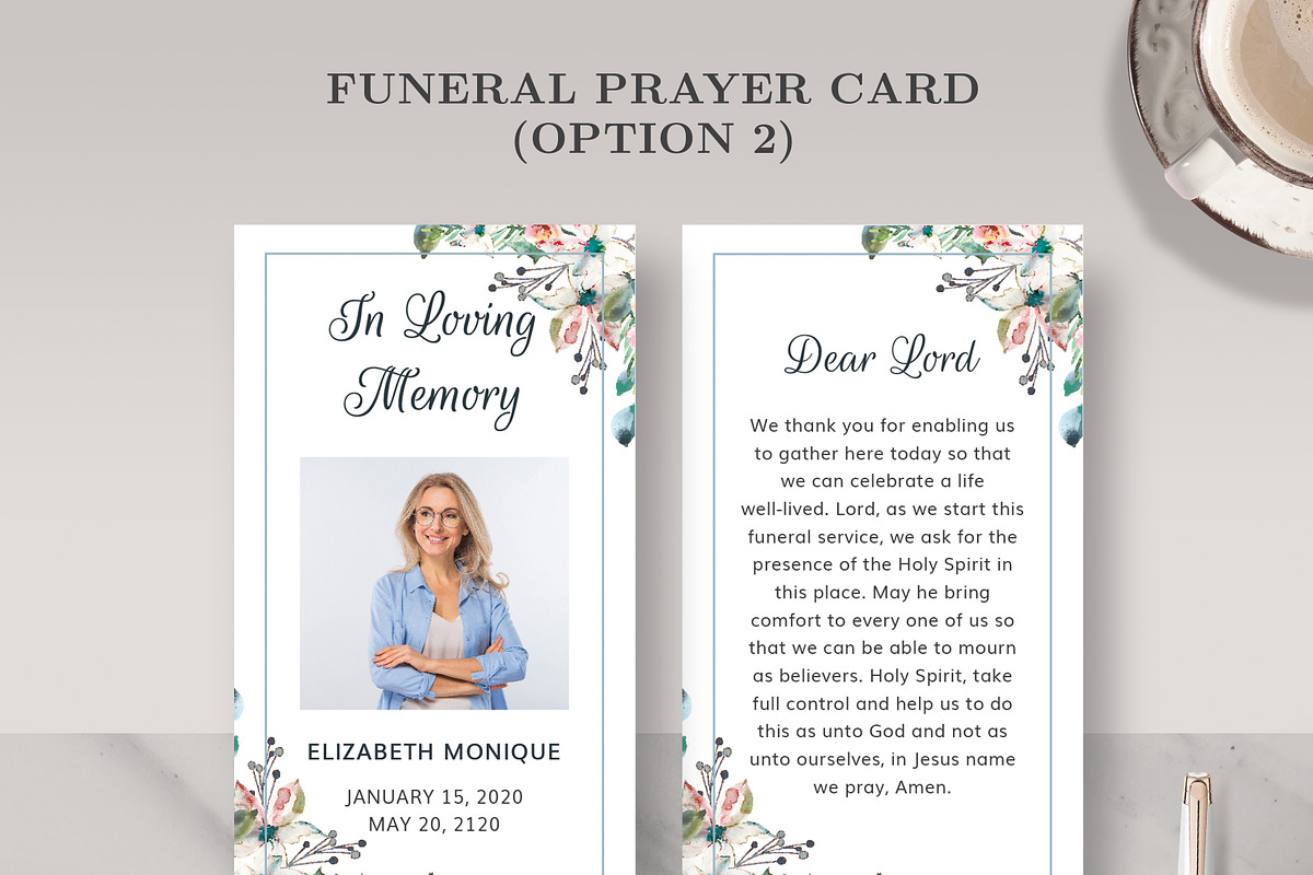 Funeral/ Memorial Prayer Card PC001, a Card Template by Draca Design Co (Photo 4 of 4)
