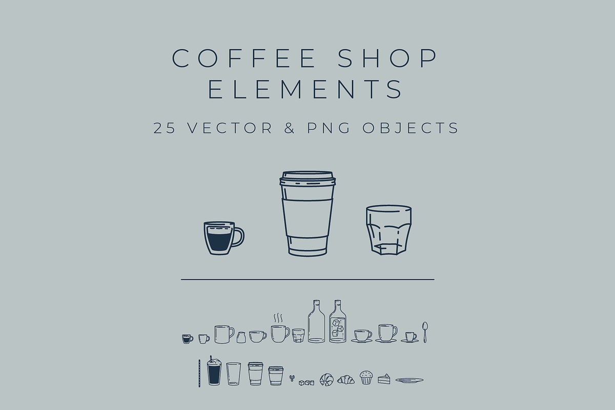 Coffee Elements Vector and PNG, an Object Graphic by Colt Type Co (Photo 1 of 2)