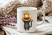 Funny Halloween Black Cat Clipart, an Illustration by Watercolor design (Thumbnail 5 of 6)