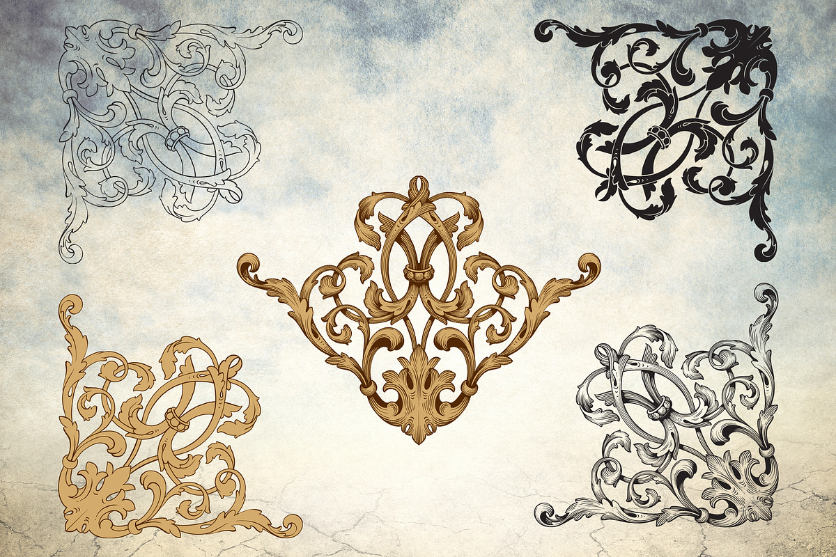 Vector Baroque Ornament elements, a Decorative Illustration by Samira (Photo 3 of 6)