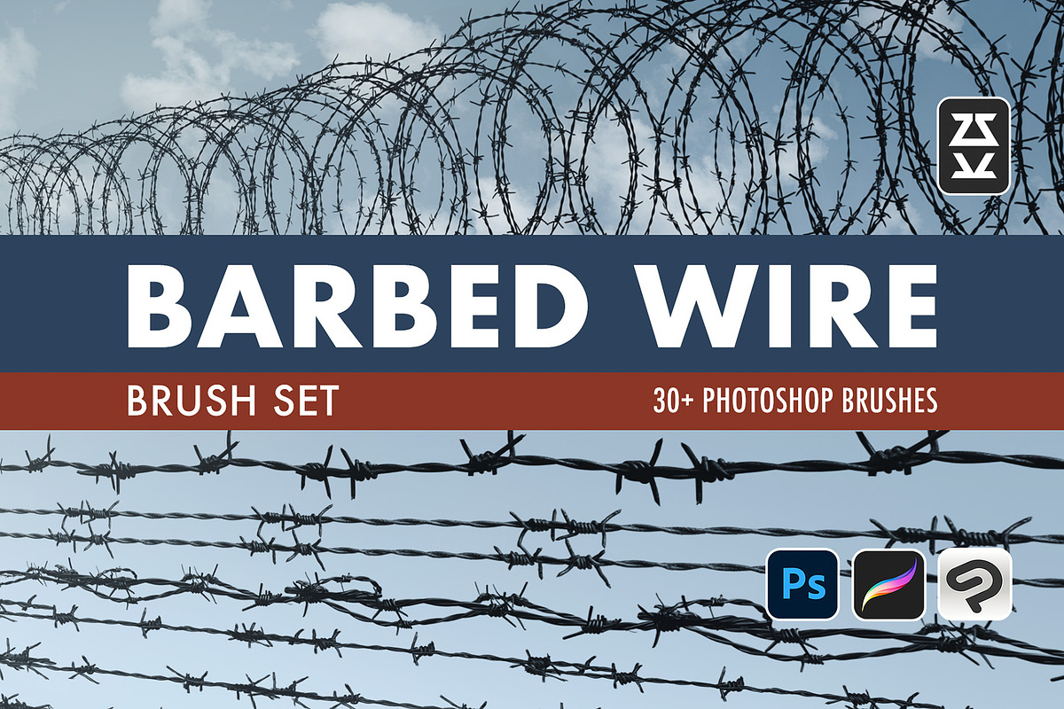 Barbed Wire Brush Set, a Brush Add-On by Zsolt Kosa Art (Photo 1 of 6)