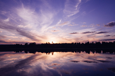 Sunset on the river containing beach, blue, and bright, a Nature Photo by telnyaw