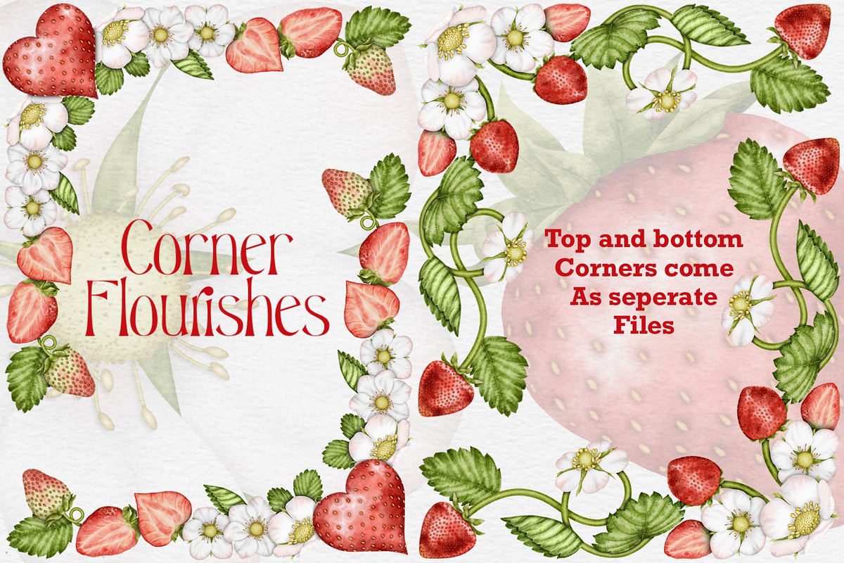 Strawberry Watercolor Tea Party., a Food Illustration by Happy Sloth Graphics (Photo 8 of 13)