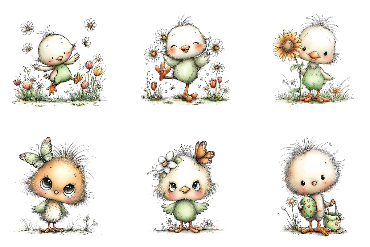 Whimsical Spring Chick Clipart PNG, an Illustration by CreationArt (Photo 7 of 7)