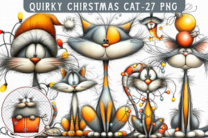 Quirky Chirstmas Cat-27 Png, an Illustration by Libby Wishes