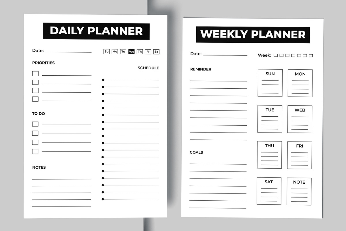 Daily and Weekly Planner Design, a Stationery Template by MightyDesign (Photo 3 of 6)