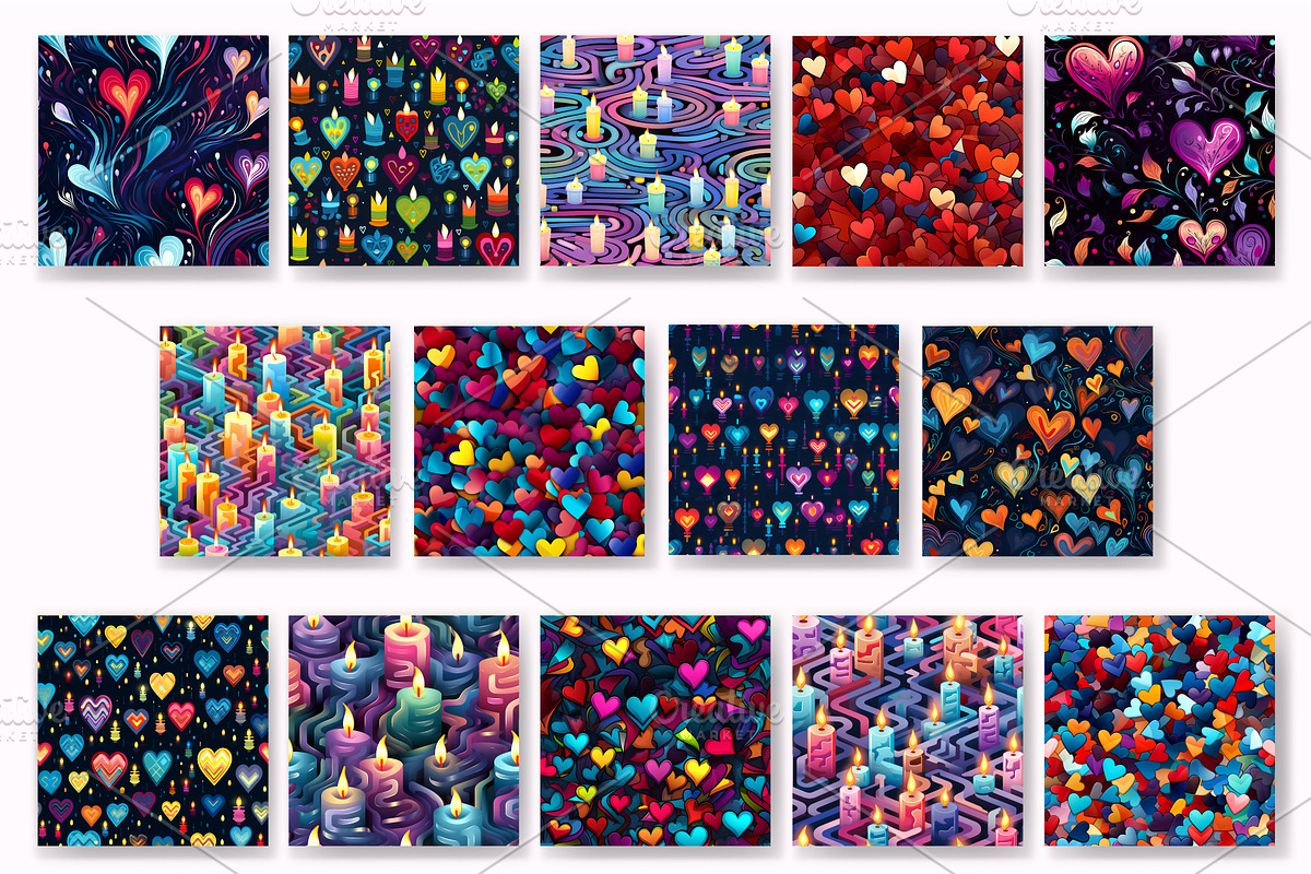 Seamless patterns for Valentines Day, a Texture Illustration by KENO Mascots (Photo 3 of 8)