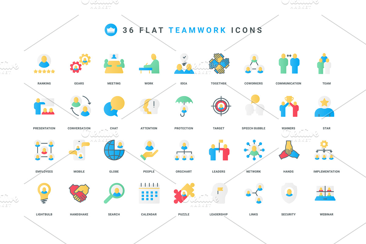 Teamwork project development icons, an Object Illustration by Lemberg Vector
