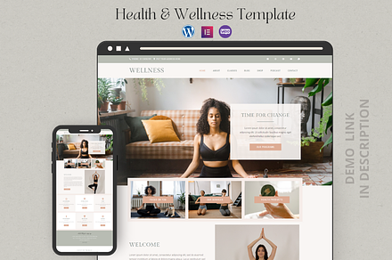 Health & Wellness Website Template, a WordPress Template by Designindigitals