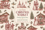 Vintage Christmas Toile Pattern, a Pattern Graphic by Olya Creative (Thumbnail 1 of 10)
