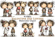 Valentine's Day Lovers Clipart, an Illustration by Pixels.Craft (Thumbnail 1 of 5)