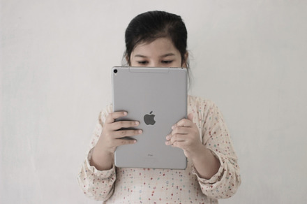 A girl and tablet or ipad pro