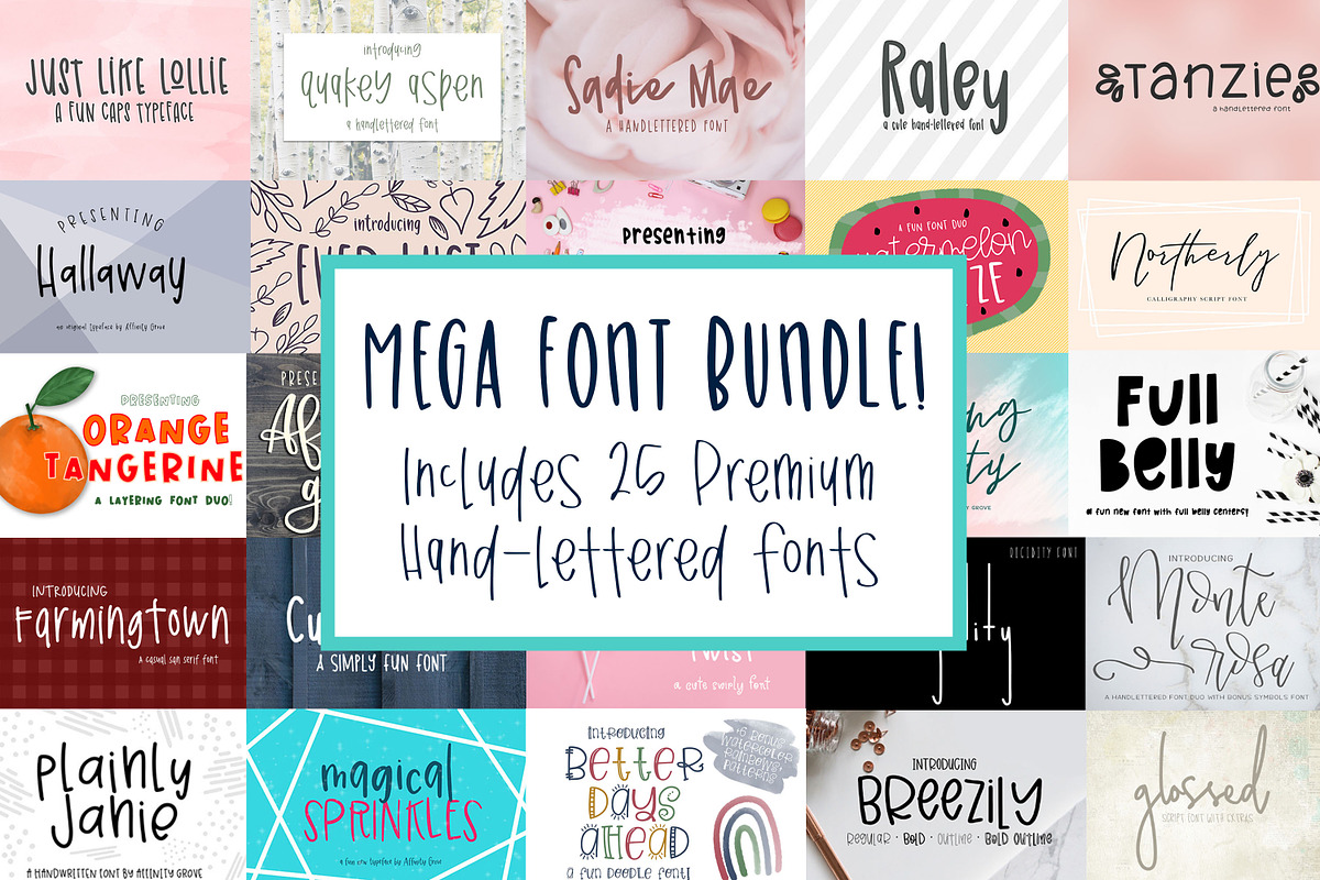 Mega Font Bundle with 25 Fonts!, a Script Font by Affinity Grove