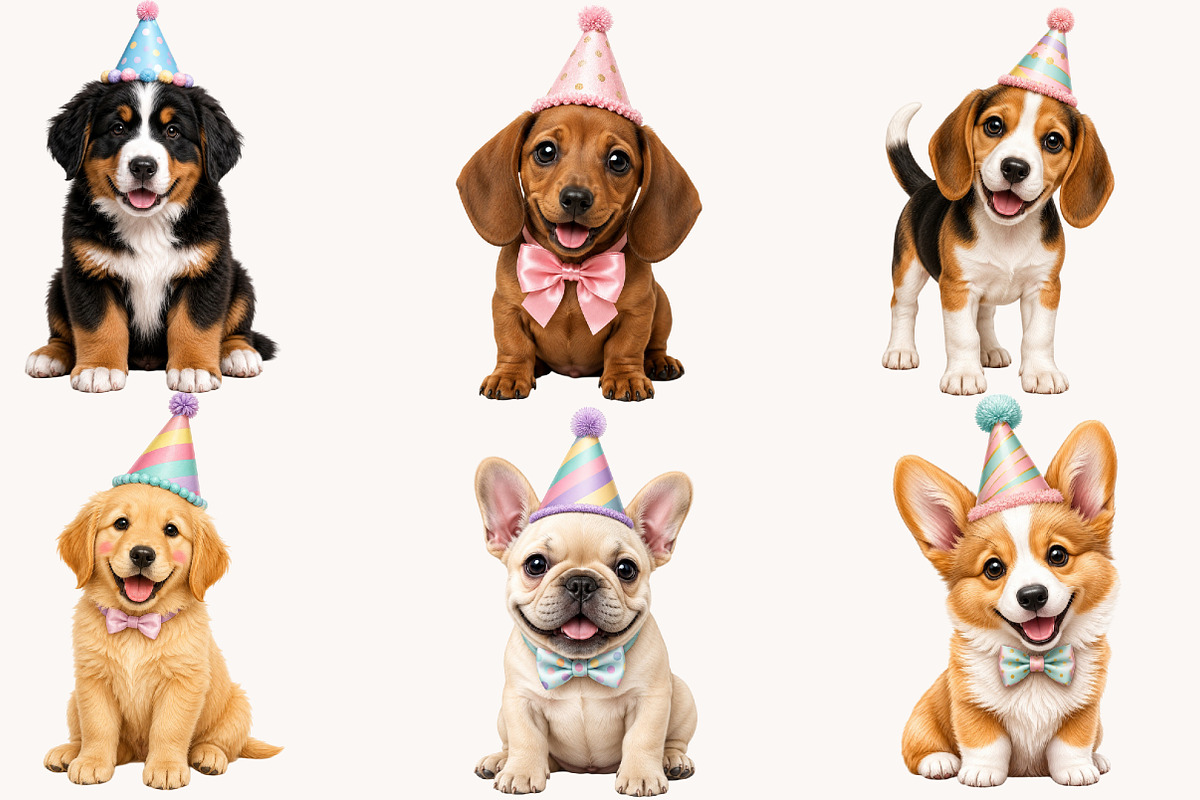 Dog Breeds Birthday Party Clipart, a Seasonal Illustration by Designworld (Photo 4 of 5)