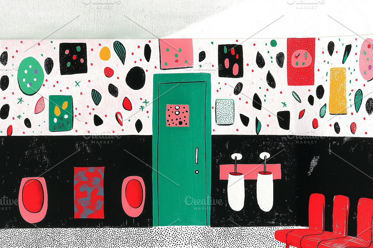 Urinals in a public mens restroom, an Empty State Illustration by Sybillla