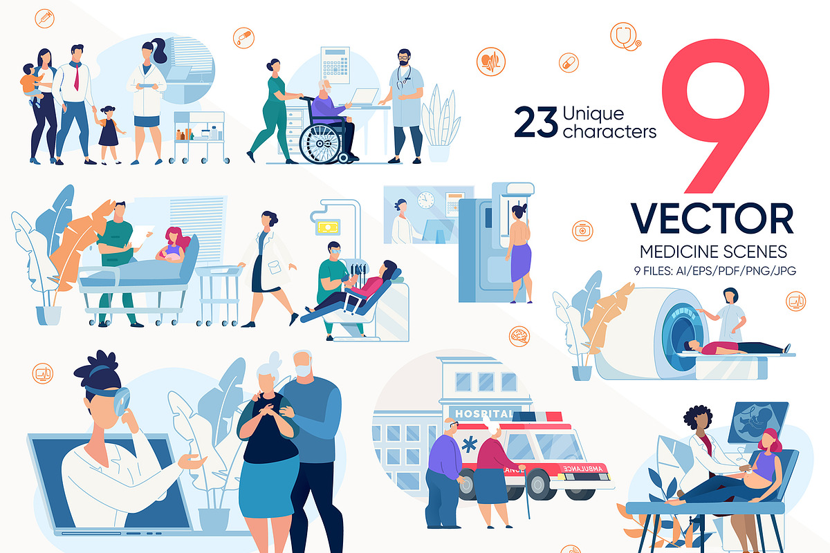Medicine Vector Scenes, a Healthcare Illustration by Tera Vector (Photo 1 of 2)