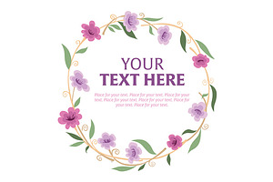 Floral Wreath With Space For Text.