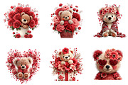 Flowers Valentine Teddy Bear Clipart, an Illustration by Dream Creation (Thumbnail 3 of 6)