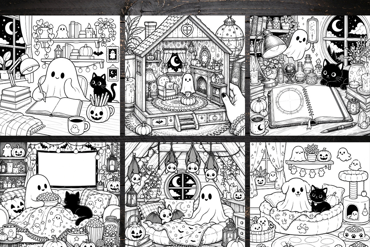 Haunted Cozy Corners Coloring Pages, a Brochure Template by LA Design (Photo 4 of 9)