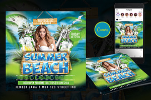 Summer Beach Flyer Canva Template