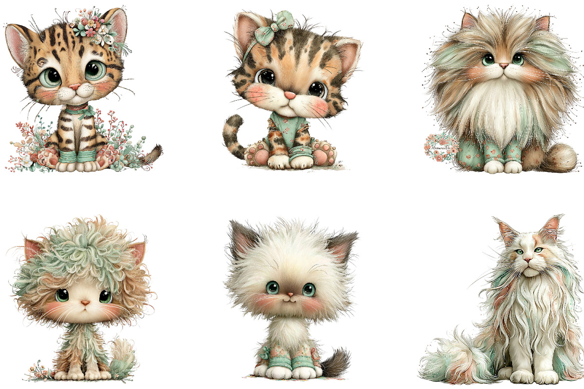 Cat Breeds Clipart Bundle, a Seasonal Illustration by CreationArt (Photo 3 of 5)