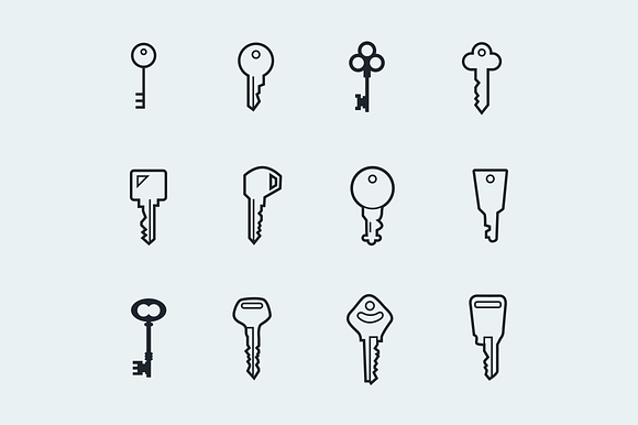 12 Key And Lock Icons