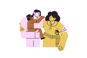 Happy families hugging with kids set, a Person Illustration by PaperTrident (Thumbnail 7 of 10)