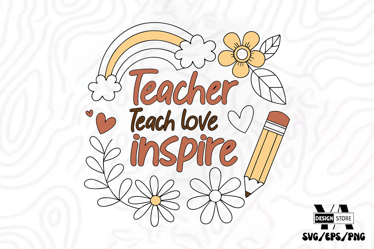 Teacher Boho Floral SVG PNG Bundle, an Illustration by Ya_ Design Store (Photo 4 of 17)