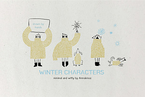 Winter Characters, a Seasonal Illustration by Annakniaz